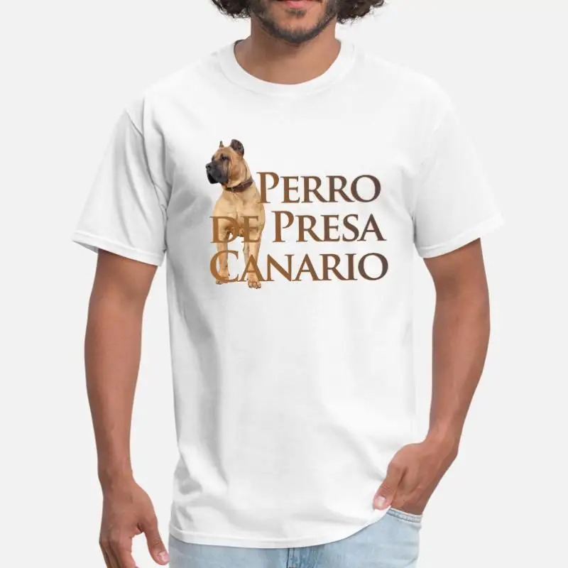 Men-White Дизайнерская мужская футболка Perro De Presa Canario Dogo Canario женская футболка с вырезом лодочкой Размер Xxxl 4xl 5xl Мужской Топ в стиле хип-хоп - Цвет: Men-White