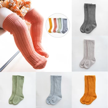 

Kids Toddler Infant Baby Girls Boys Solid Anti-Slip Knitted Long Stockings Cotton Knee Stockings
