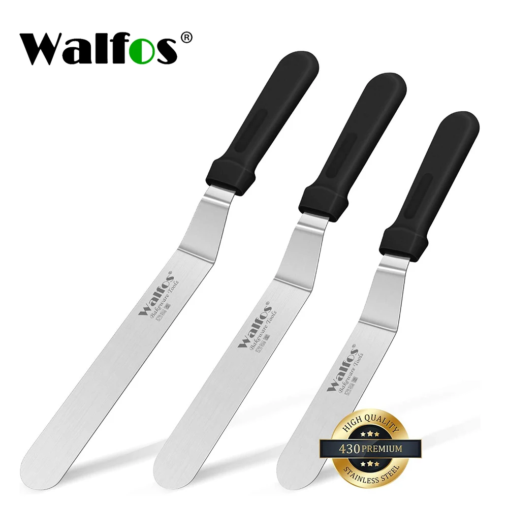 Walfos Stainless Steel Cake Spatula Butter Cream Icing Frosting Knife for Cake Smoother Kitchen Pastry Fondant Decoration Tools