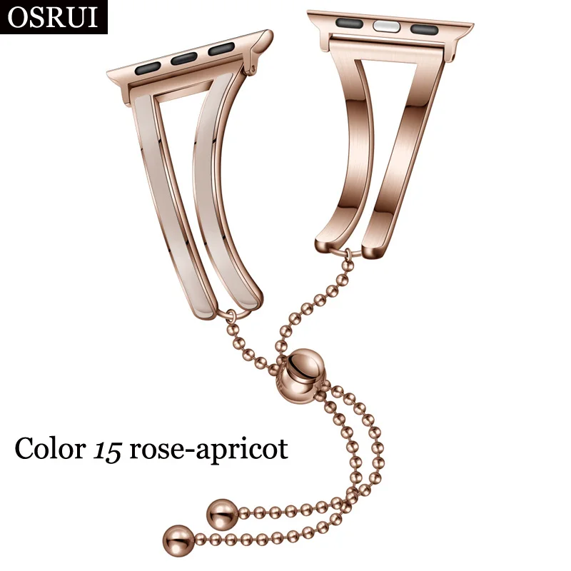 rose-apricot Ремешок для Apple watch band 5 4 44 мм 40 мм из нержавеющей стали iWatch 42 мм 38 мм ювелирный ремешок для часов браслет ремень 3 2 Аксессуары для часов - Цвет ремешка: rose-apricot