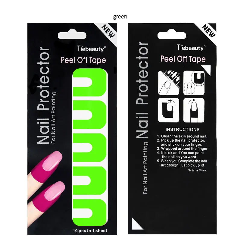 10 шт. u-образная наклейка на палец, непроливающаяся лента, защита для ногтей, УФ-гель для рисования, маникюрная защита, инструменты для дизайна ногтей - Цвет: Green