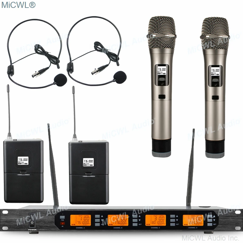 

Authentic MiCWL D400 Digital MicS Wireless Lapel Handheld Headset Stage Karaoke Performance Microphone System 400 Channel