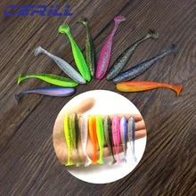 

Cerill 10 PCS 5cm-7cm Soft Fishing Lure T Tail Grub Bait Double Color Shiner Silicone Carp Bass Jig Wobblers Groove Swimbait