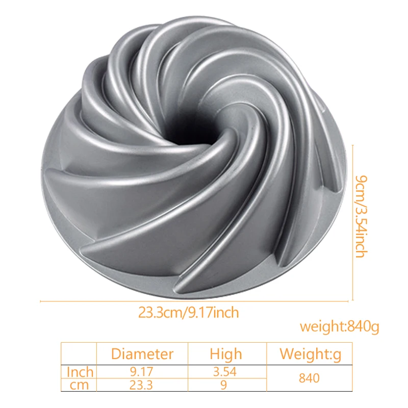 Large 9 Inch Silicone Bundt Pan Fancy/Spiral Bundt Pan Kugelhopf Pan  Tube/Heritage Cake Pan For Baking Bakeware