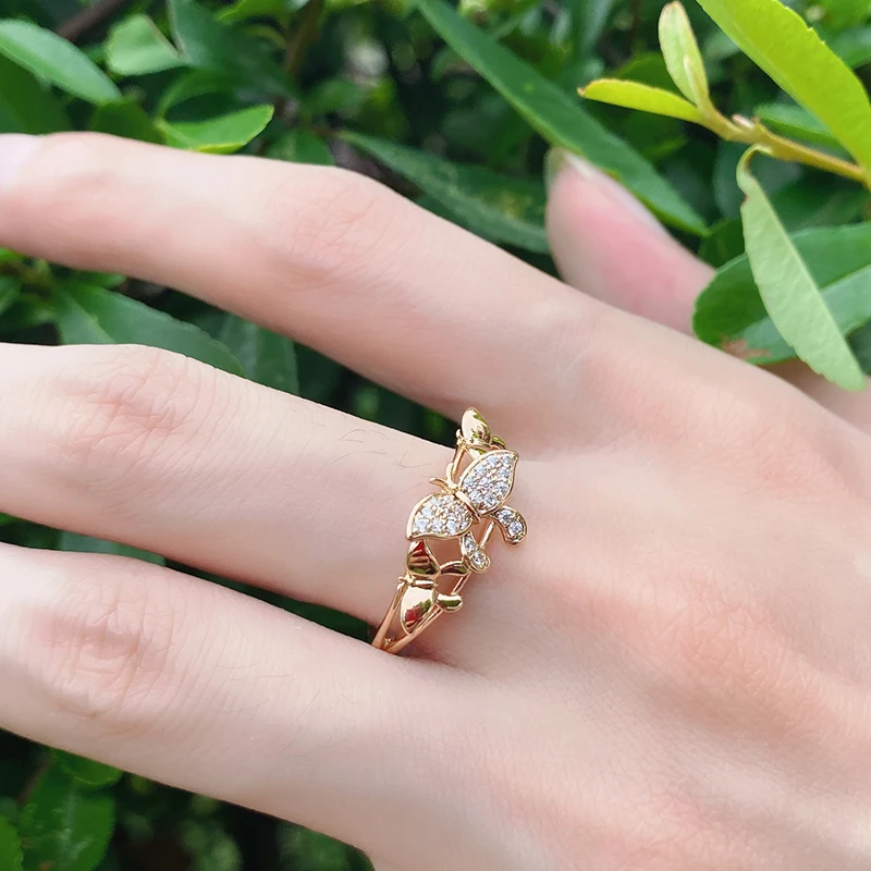 YELLO QUINNSANDALS✳︎カラーピンク✳︎サイズL Kinel Hot 585 Rose Gold Color Butterfly Rings for Women