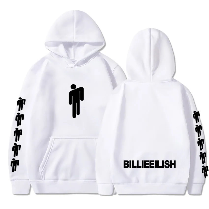 Billie Eilish модные толстовки с принтом женские/мужские толстовки с капюшоном и длинным рукавом горячая Распродажа повседневные трендовые уличные толстовки - Цвет: 255-256-257white