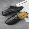 Luxury Designer Italian Men Half Shoes Leather Mens Casual Shoes Drop Ship Coiffeur Mules Man Slides Backless Loafers Slipper 4