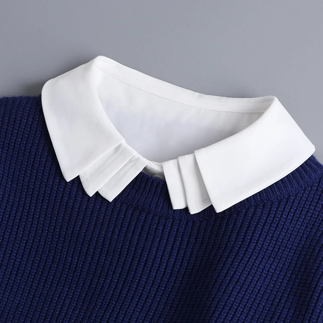 Col Détachable Blanc En Coton – Style Peter Pan, Clip, Pour Femmes, Facile à Porter Avec Pulls Et Robes
