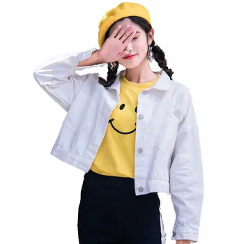 

Coat summer women's autumn denim jacket red pink black denim jacket female jeans jacket