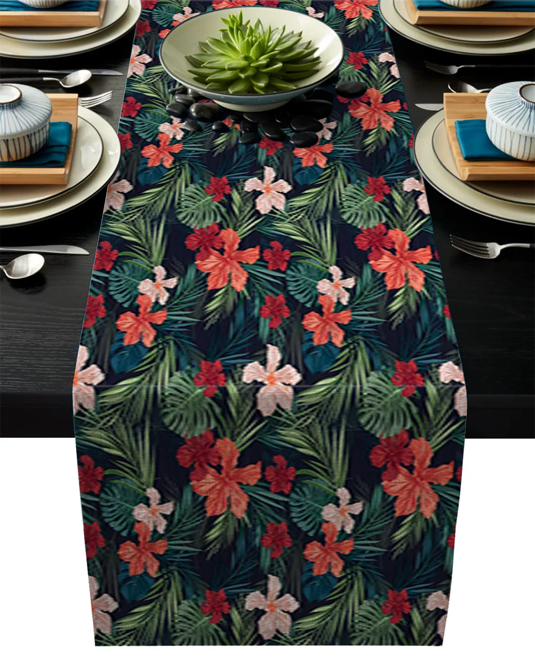 Hawaiian Flower Plants Bloom Table Runners For Wedding Party Decoration Modern Placemats Coaster Runner Home Decor | Дом и сад