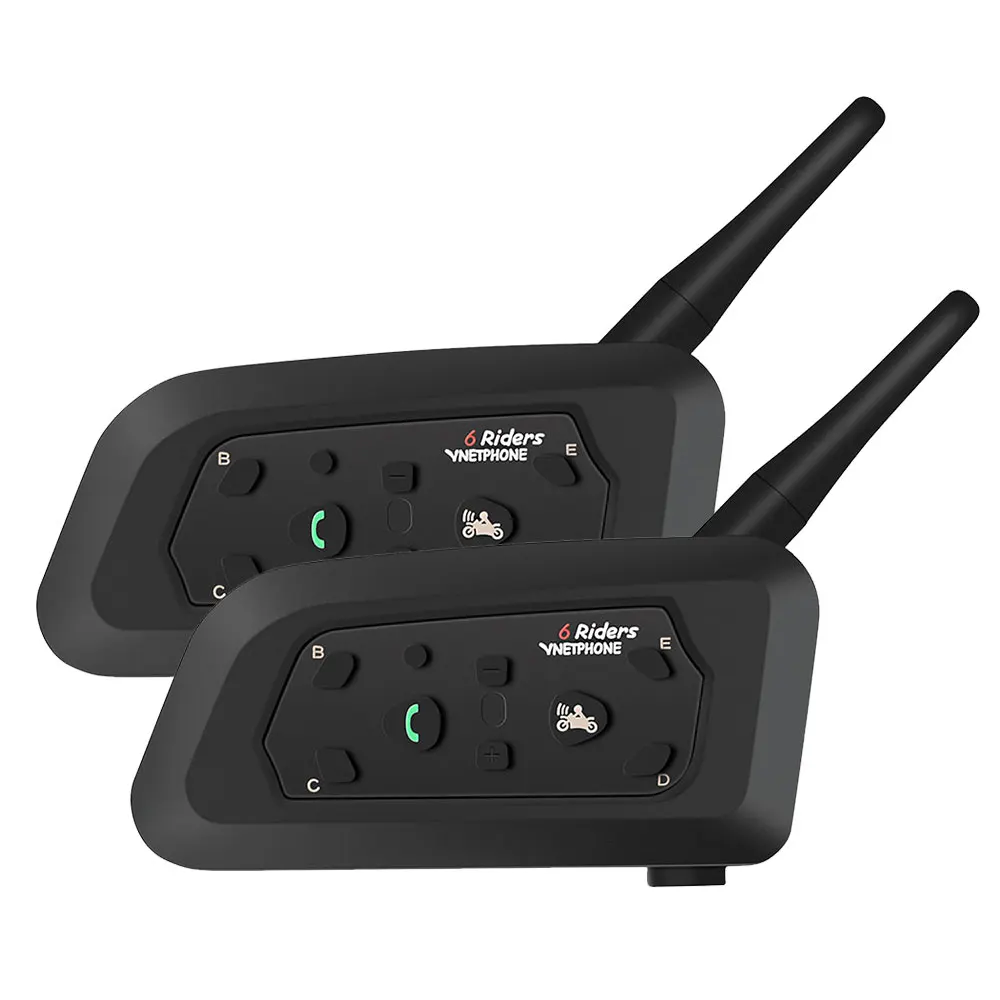2 packs V6 домофон мотоцикл Bluetooth гарнитура для шлема домофон Мото Bluetooth 1,2 км 850 мАч IP65 6 всадников MP3 gps Interfone - Цвет: 2 packs