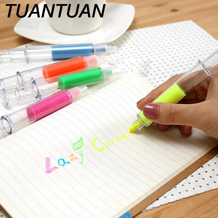 TUANTUAN Useful Syring Highlighter marker Fluorescent pen Neon Syringe Stationery Office School supplies caneta seringa