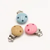 TYRY.HU 2pcs Metal Wooden Baby Pacifier Clips Holders Cute Infant Soother Clasps Pacifier Chain DIY Accessories Tools 3