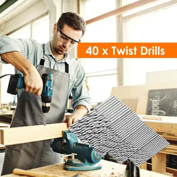 

High Speed Steel Twist Drill Bit Set White Drill Titanium Plating Surface Treatment Straight Handle Woodworking Drilling Tool