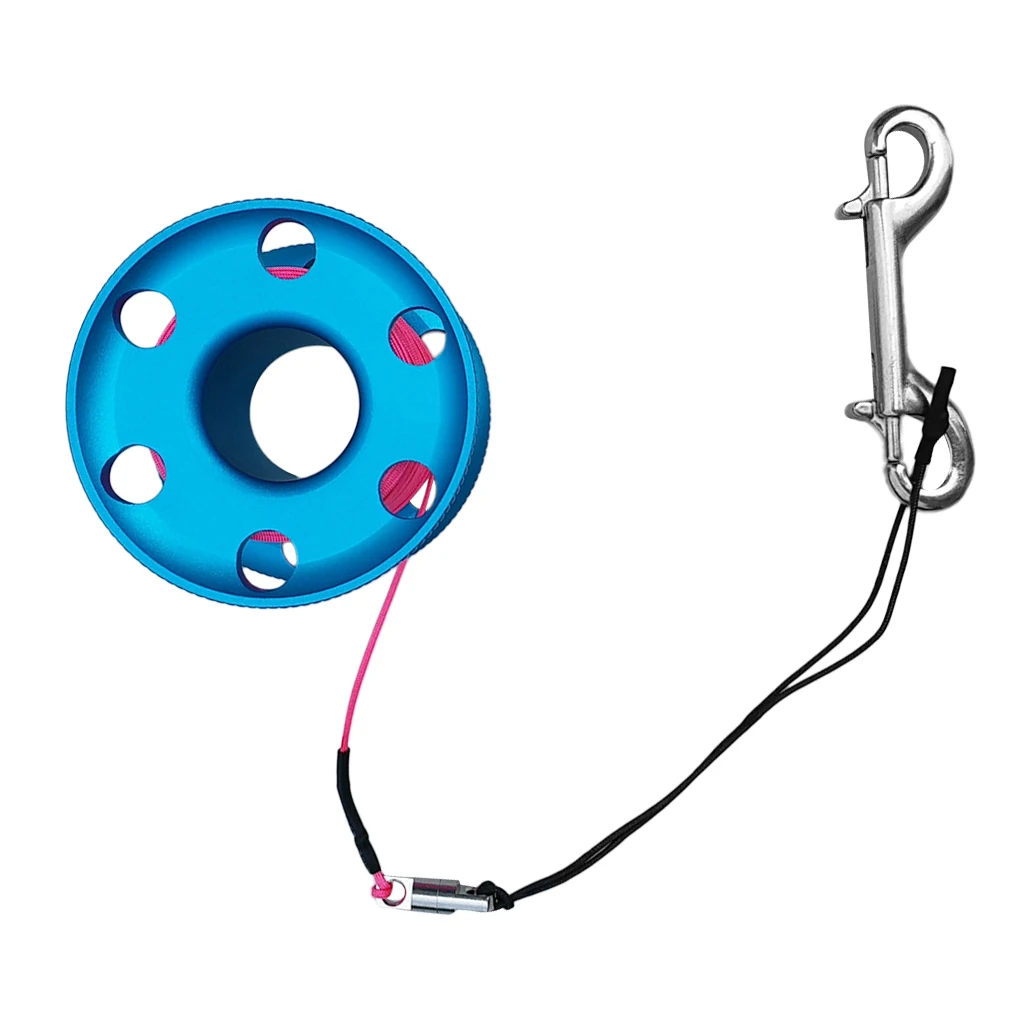 Aluminum Alloy Lightweight Scuba Diving Finger Spool Reel + Replacement 50m/164ft 100ft (30m)/20m/66ft Strong Strength Line