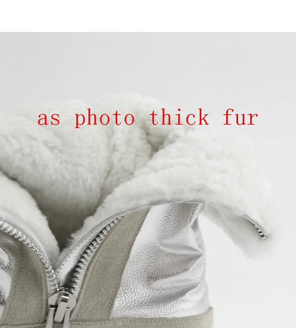 Plus Size 34-43 Genuine Leather Women Winter Boots Warm Plush Fur Snow Boots Women Zippers Platform Botas Mujer Snow Shoes Boots