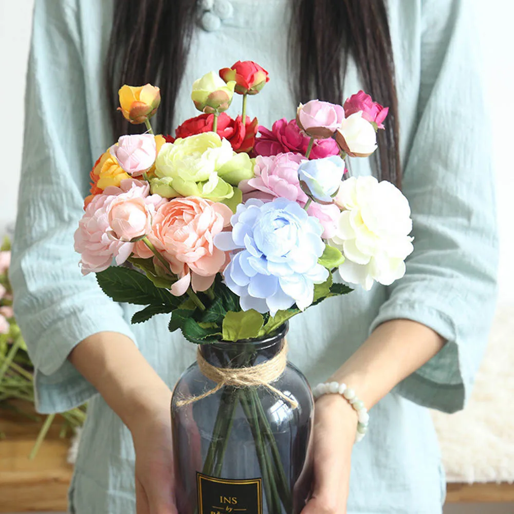 

New 1pc Ins Nordic Artificial Ranunculus Asiaticus Flowers For Wedding Decoration Party Home Decoration Fake Flower Land lotus29