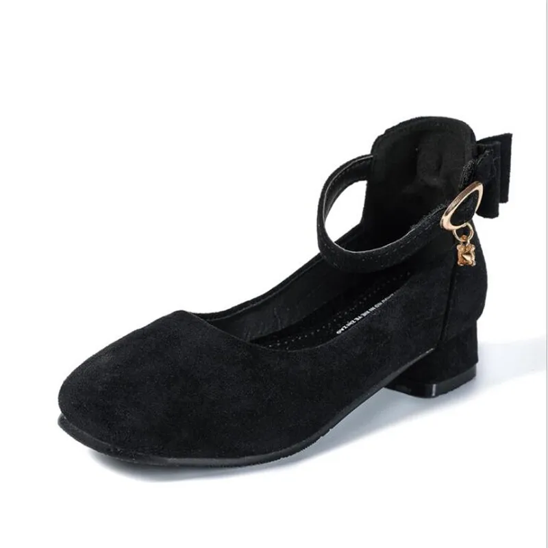 Новая обувь на высоких каблуках модная детская обувь; обувь для девочек; обувь для студентов; Платье черного цвета Производительность танцевальные, на высоком каблуке в стиле принцессы детская кожаная обувь - Цвет: Черный