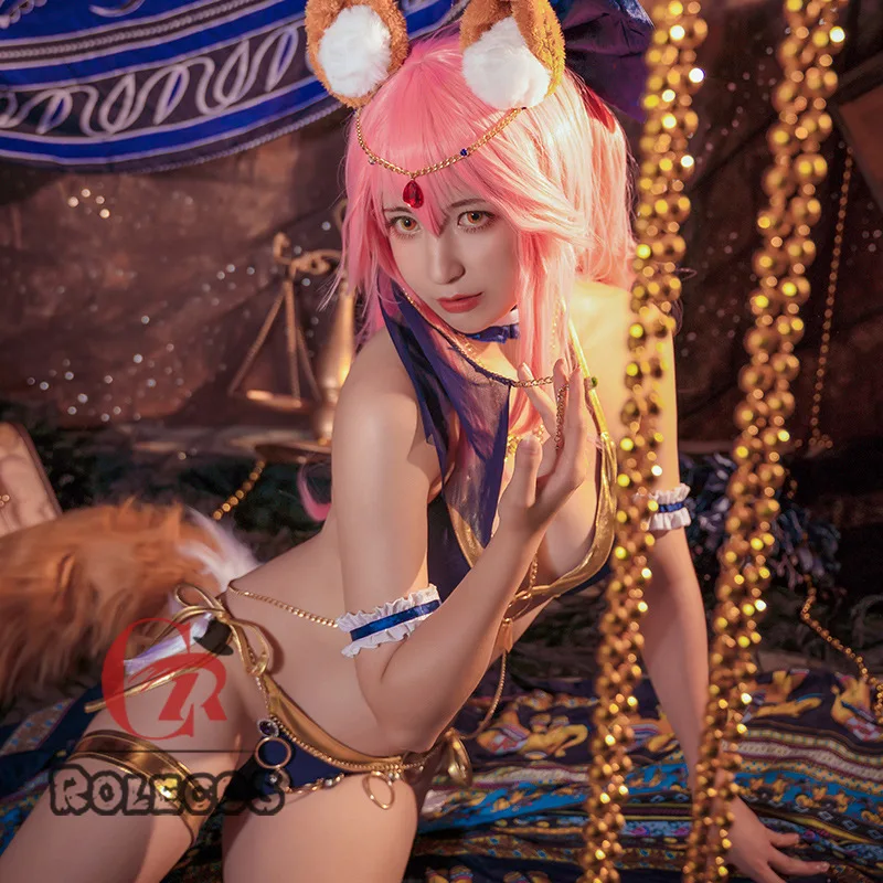 

Game Fate Grand Order Tamamo no Mae Cosplay Belly Dancer Girl Ver. Anime Costume FGO Fate/EXTRA Swimsuit Summer Clothes Full Set