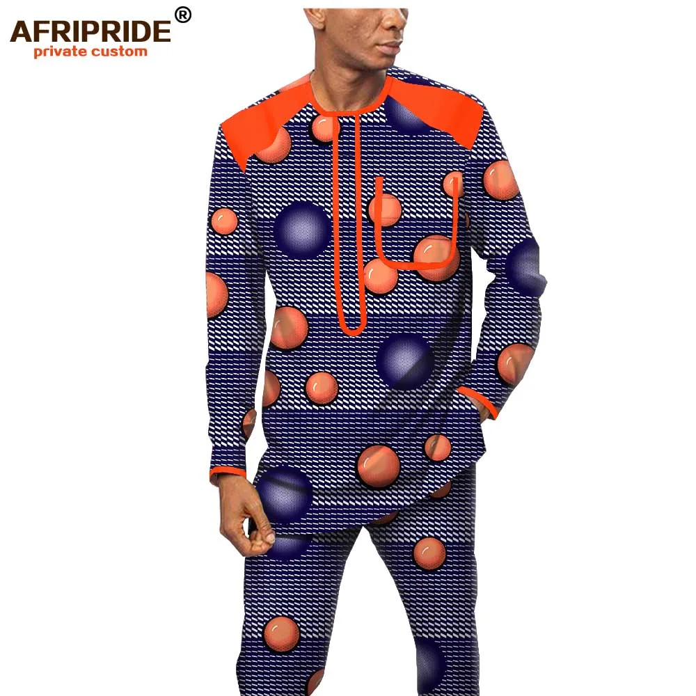 Black Friday African Men Clothing Set Print Shirts Ankara Pants 2 Piece Set Dashiki Outfit Wax Attire Tribal Wear Set AFRIPRIDE A1916062B