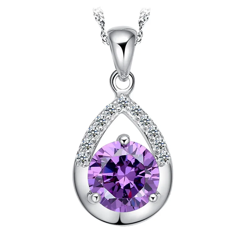 

CHE67 Classic Necklace send with dust bag jewelry hot sell necklace 925 silver with ziron stone pendant gift