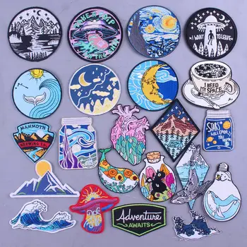

Outdoor Travel Patch Embroidered Patches For Clothing Mountain Adventure Nature Patches On Clothes Space Travel Embroidery Patch