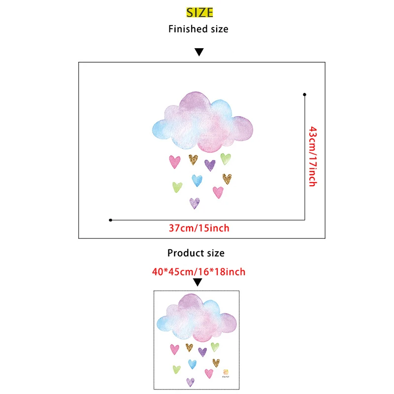 1x Beautiful Cloud Heart Rain DIY Wall Stickers for Bedroom Living Room Kids Nursery Kindergarten Decor Decal Decoration Posters wall stickers vinyl decal stickers