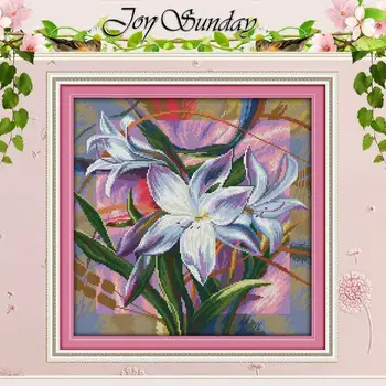 

Lily flower patterns counted Cross Stitch 11CT 14CT Cross Stitch Set Wholesale DIY Cross-stitch Kit Embroidery Needlework