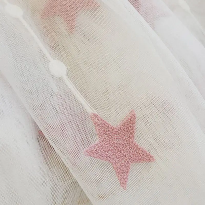 Розовые прозрачные Занавески с вышивкой в виде звезд для детской спальни, оконные занавески, тюлевые занавески, занавески для гостиной, wp309#5 - Цвет: Розовый
