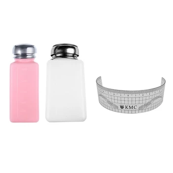 

Empty Pump Dispenser for Nail Art Polish Remover Pink White Bottle & Makeup Brow Measure Eyebrow Guide Ruler (Gray 01)