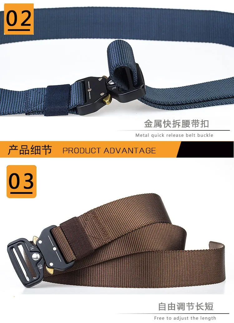 New Quick Release Buckle Outdoor Safety Outer Belt Quick Dry Pure Nylon Belt Training Belt 3.8cm Men Accessories Causal SA-8