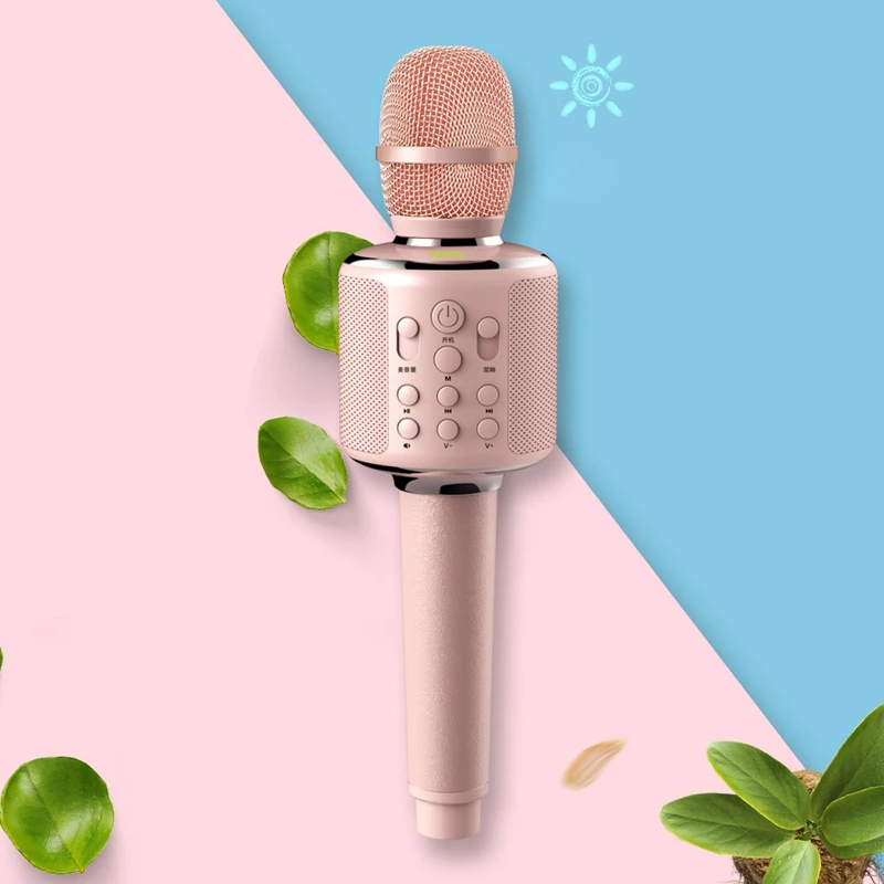 Wireless Bluetooth Karaoke Microphone Portable Handheld Singing Machine Speaker Compatible Phone, PC, Tablet Computer for Party/
