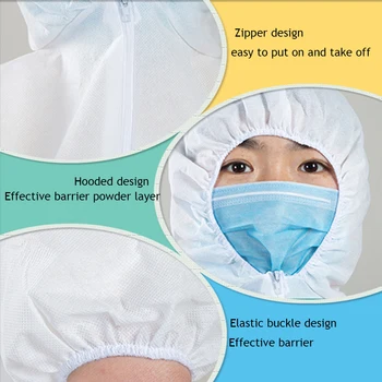 

Unisex Comfortable Disposable Protective Suits & Coveralls Waterproof Isolation Gown Work Protective Clothing Clothes Workwear