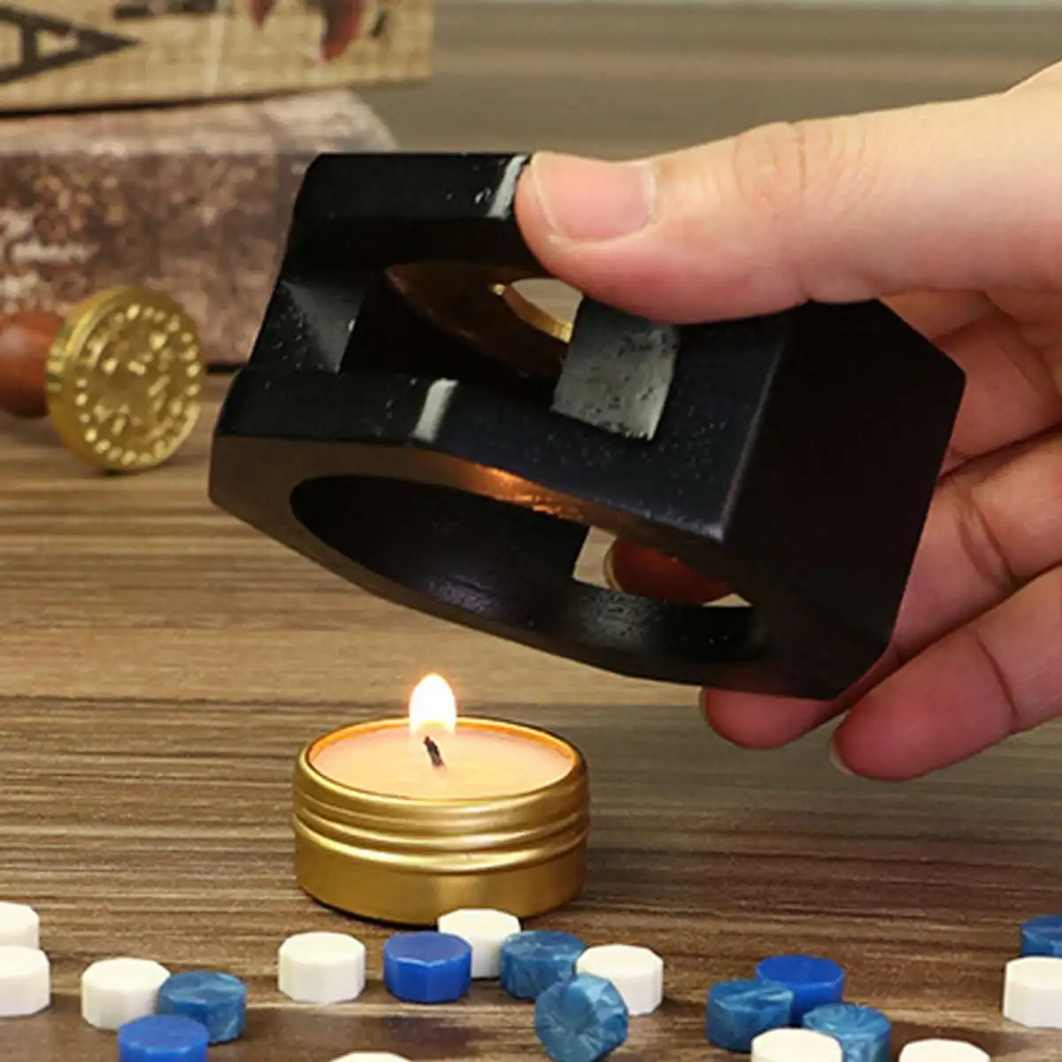 KIWARM Vintage Stamp Wax Seal Beads Sticks Warmer Wax Sticks Melting Glue Furnace Stove Pot For Wax Seal Stamp Candle