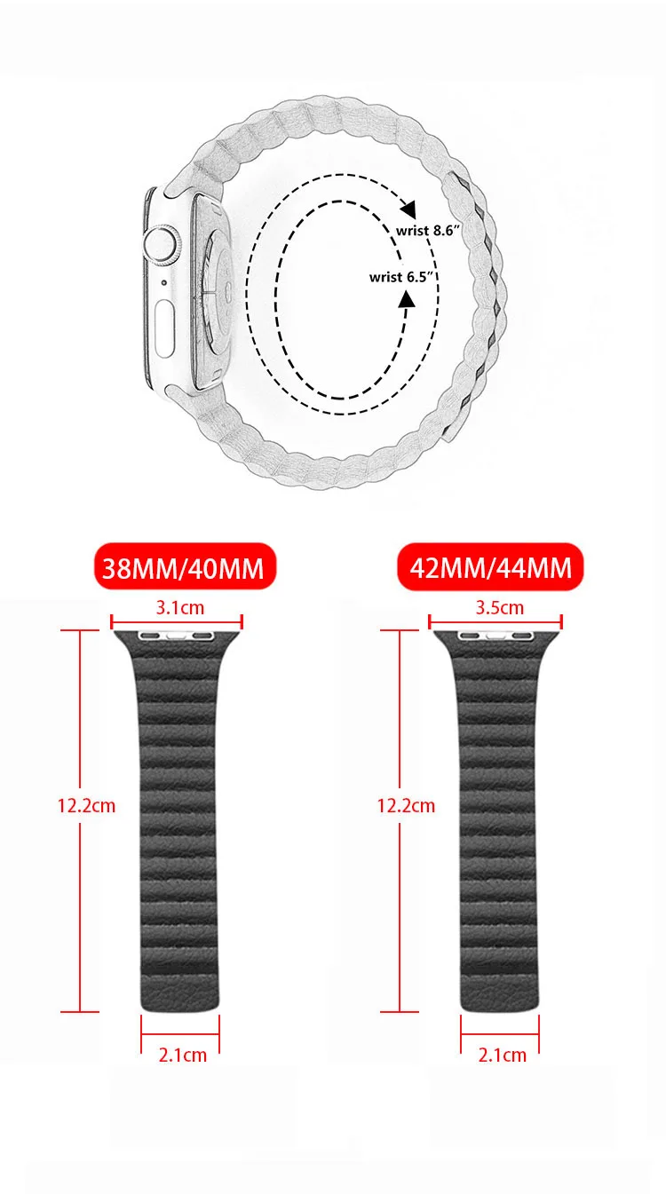 Петля кожаный ремешок для наручных часов для Apple Watch Series 5 4 3 2 1 44/40 мм ремешок Нержавеющая сталь цепи Магнитная застежка Браслет
