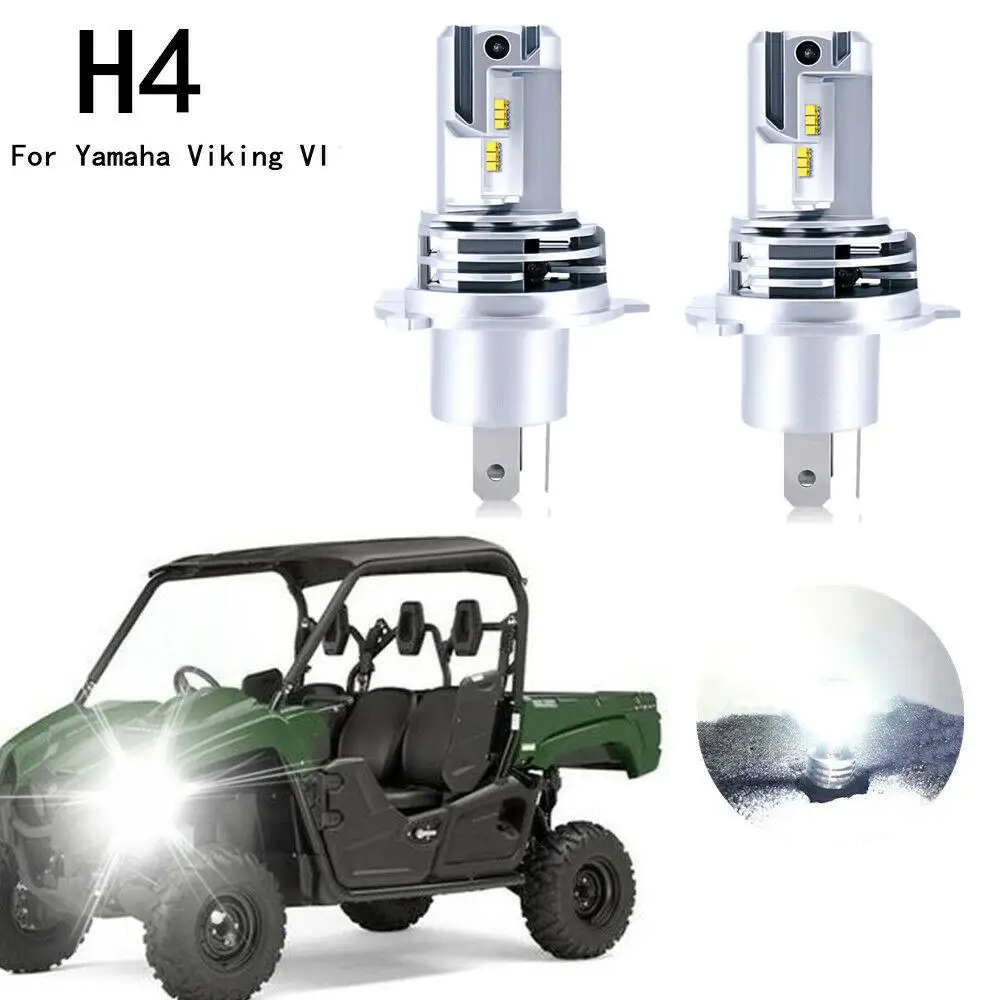 Led 9003 H4 Headlight Kit Hi/lo Beam Bulbs For Yamaha Viking Vi 2015