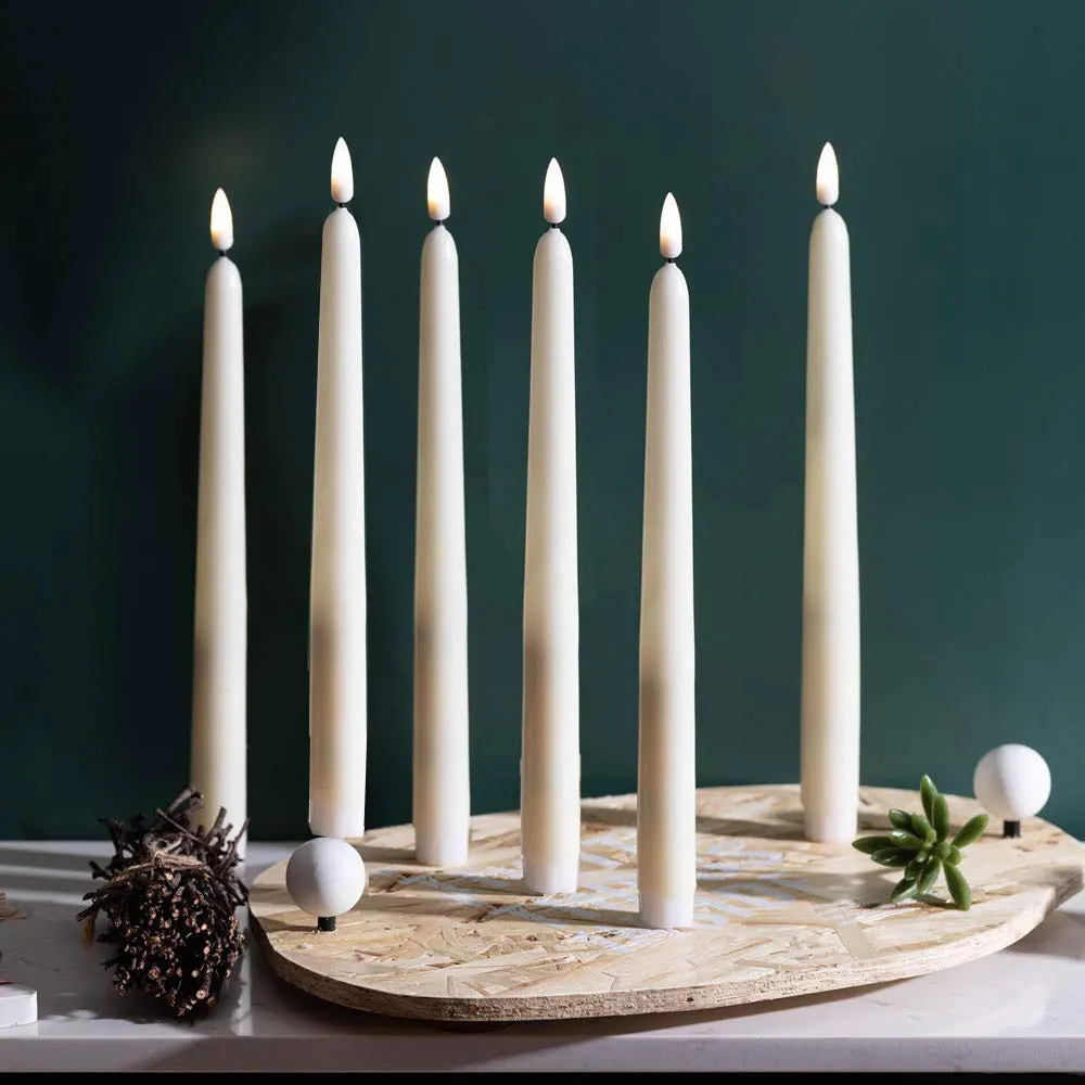 white not remote Pack of 12 Yellow Flickering Remote LED Candles,Plastic Flameless Remote Taper Candles,bougie led For Dinner Party Decoration - Цвет: white not remote