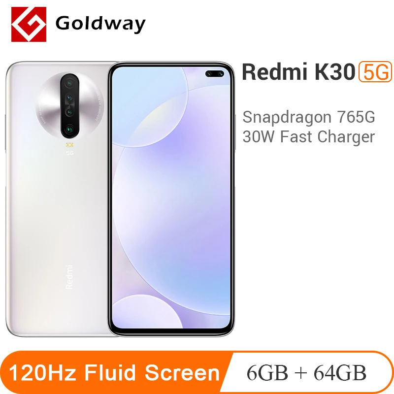 Xiaomi Redmi K30 5G 6 ГБ ОЗУ 64 Гб Смартфон 120 Гц жидкий экран Snapdragon 76 мегапиксельная