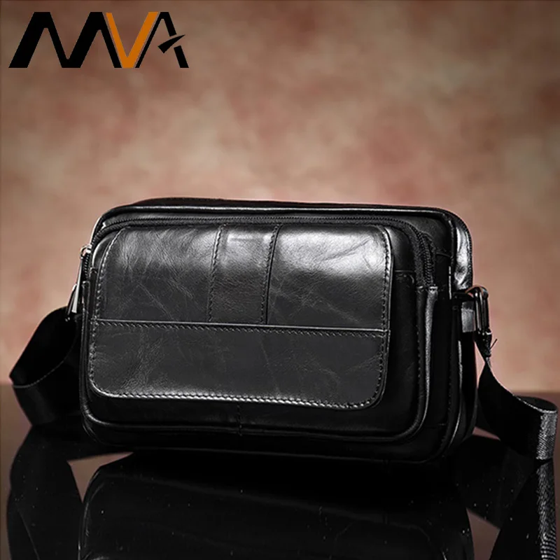 

MVA Genuine Leather Bag Belt Men Waist Bags For Men Leather Male Fanny Pack Small Mens Waist Packs Travel Men's Fanny Bags 8923