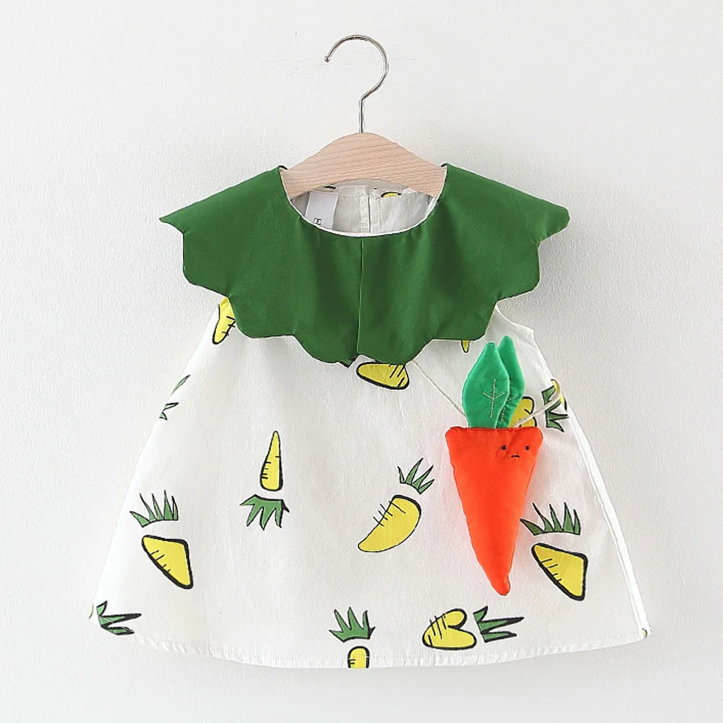 Модное платье для маленьких девочек; Хлопковое платье в стиле пэчворк с круглым вырезом и рюшами в виде морковки для маленьких девочек; платья принцессы; одежда; H4