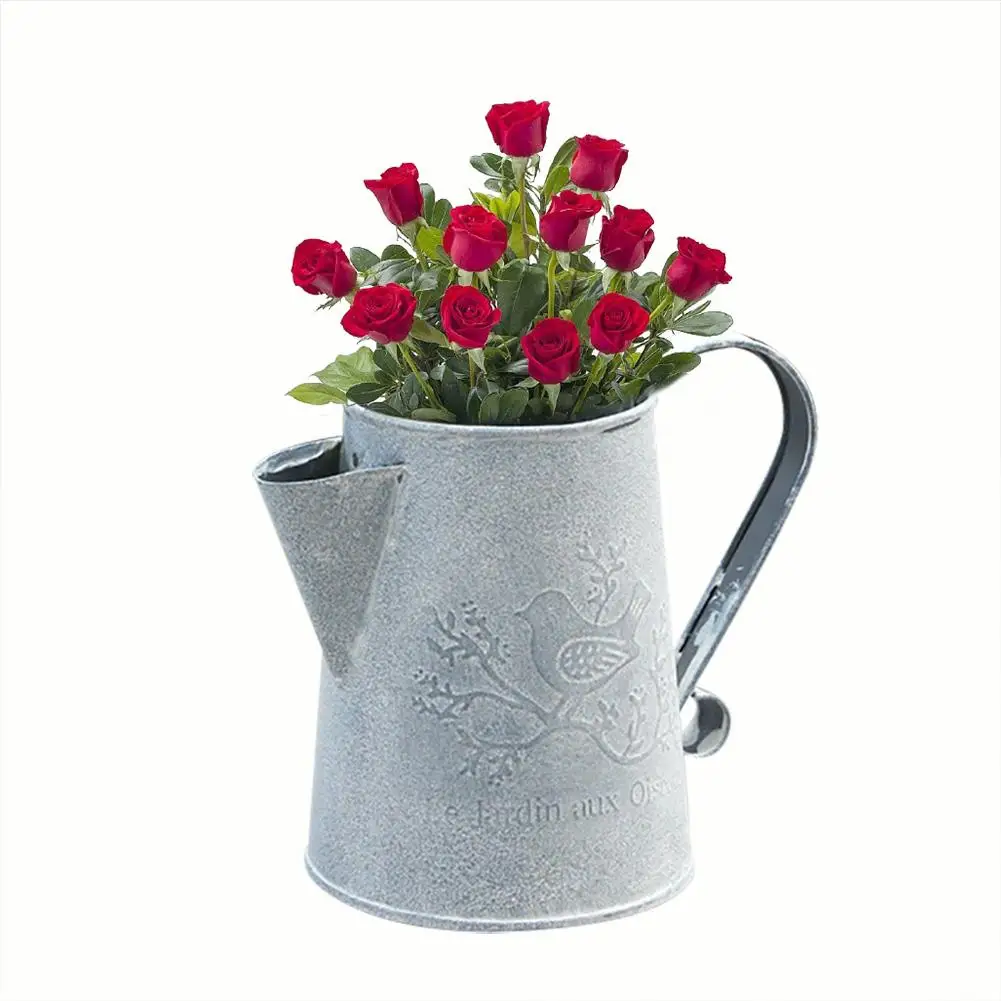 Винтажный деревенский стиль железная ваза цветы для ручек сад потертая Ванна ваза-корзина горшок для суккулентов растения ведро цветочный горшок для домашнего декора