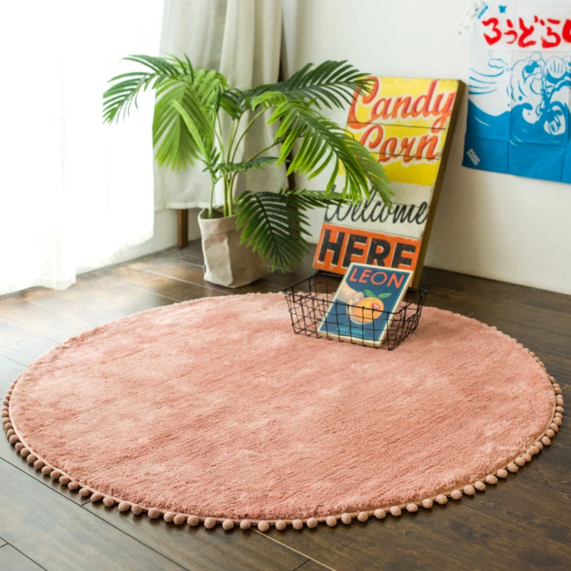 Nordic Round Rug Carpets For Living Room Pink Rugs Girls Kids Room Round Rugs For Bedroom Modern Computer Chair Mat Study Room
