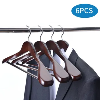 

Wood Suit Hanger 6pcs High-Grade Wide Shoulder Wooden Coat Hangers d91203