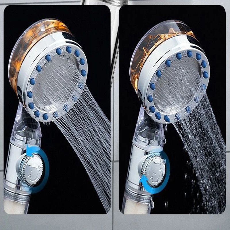 Pressurized Nozzle Turbo Shower Head One-Key Stop Water Saving High Pressure Shower Head Magic Water Line Bathroom Accessor 4