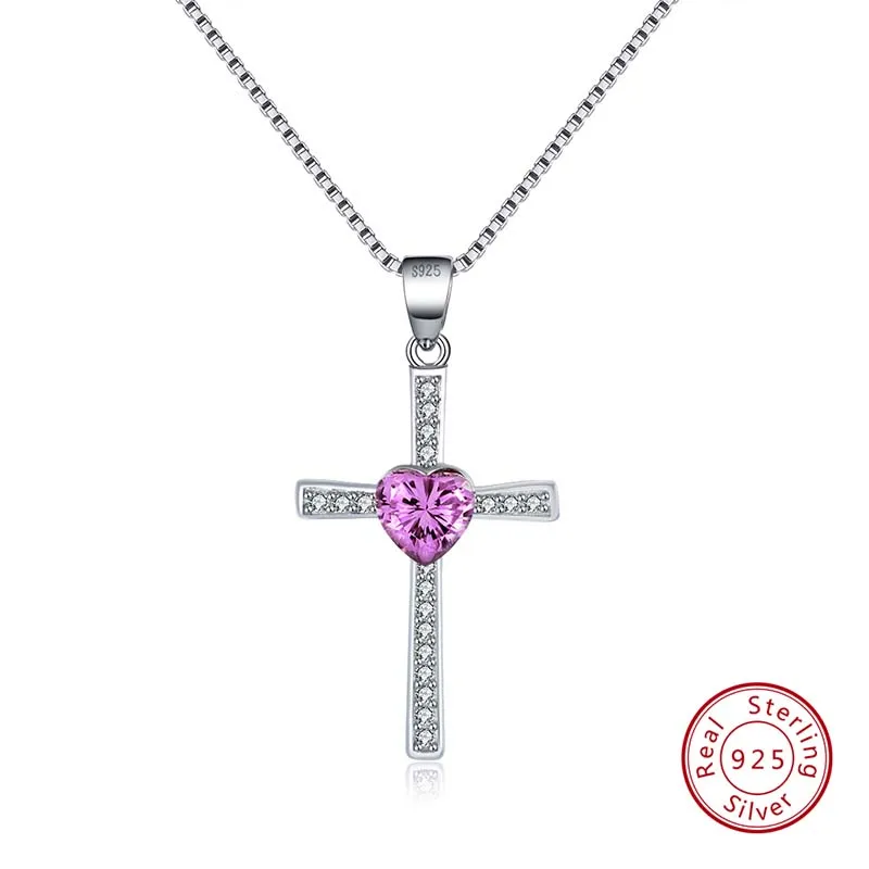 Purple Zircon ORSA JEWELS подлинные 925 пробы серебряные женские ожерелья шесть цветов в форме сердца AAA Циркон Модные женские ювелирные изделия с подвеской SN88 - Цвет камня: Purple Zircon