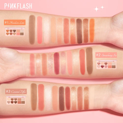 PINKFLASH 페이스 블러쉬 하이라이터 브론저 팔레트, 전문 안료 글리터 아이섀도우 팔레트, 페이스 메이크업 화장품 3