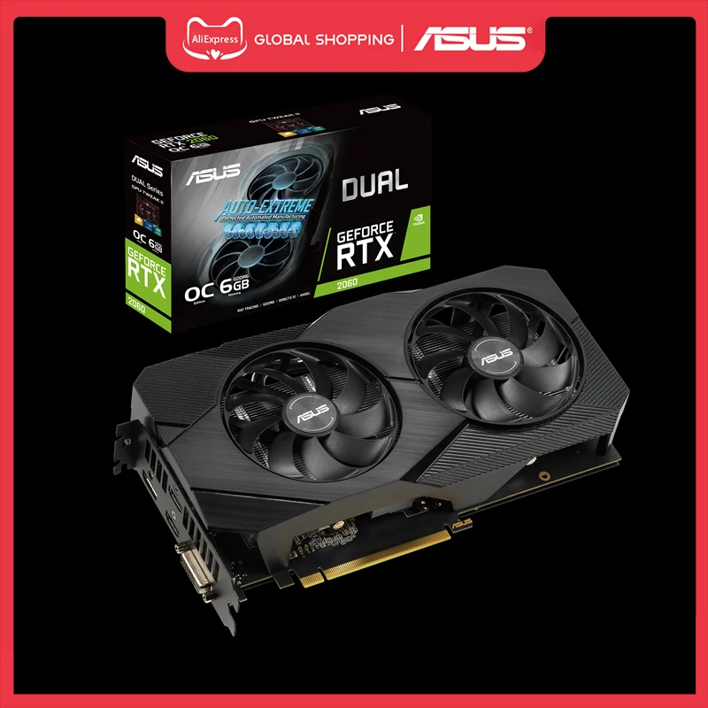 Видеокарта ASUS GeForce RTX 2060 с разгоном 6G GDDR6 Dual-Fan EVO Edition VR Ready DP DVI (DUAL-RTX2060-O6G-EVO) |