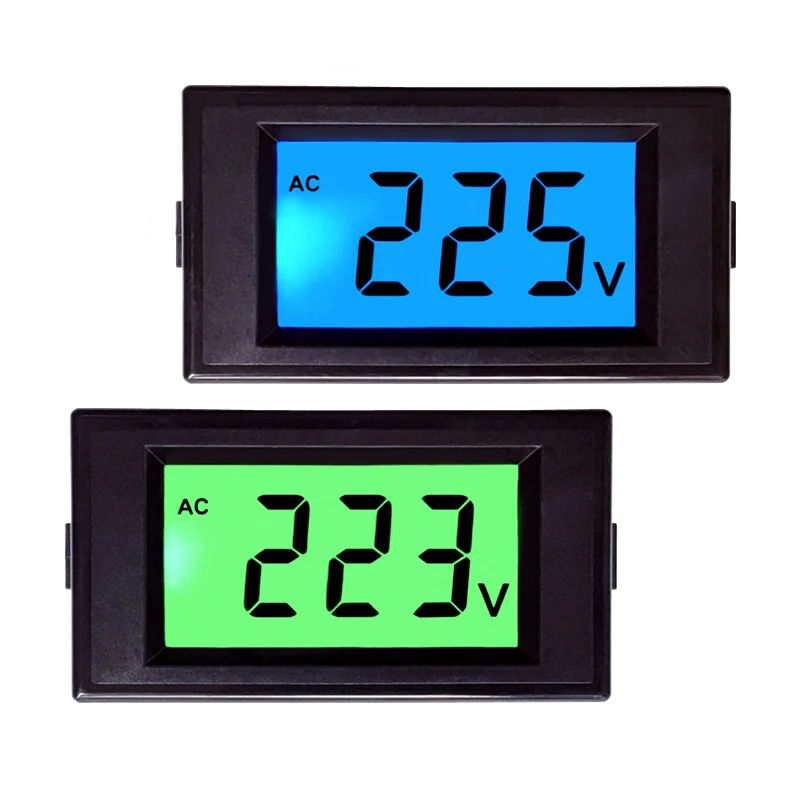 

AC 80-500V LCD Digital Voltmeter 1 pcs Voltage Meter Volt Instrument Tool 2 Wires Backlight Display 110V blue ang green light