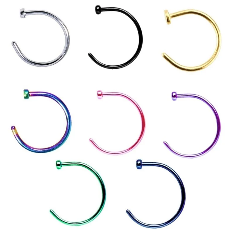 New Fake Body Jewelry Piercing Stud Thin Simple Small Hoop Titanium Steel Sexy Surgical Steel Open Nose Ring On 6/10mm