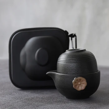 

LUWU ceramic teapot gaiwan with 2 cups a tea sets portable travel tea set drinkware